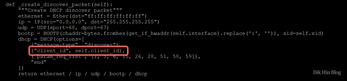 Creating discover packet